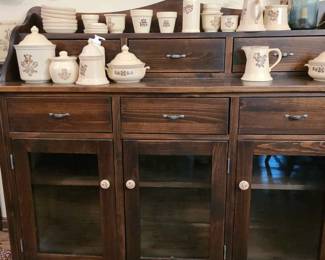 Antique Mastercraft Wood Glass Door Cabinet
