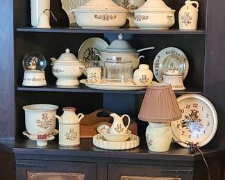 Wooden Corner Hutch With 2 Copper Punched Accent Doors