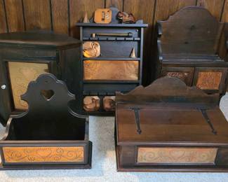 Wood And Copper Punched Wall And Storage Boxes