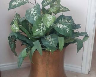 Faux Plant In Heavy Brass Pot