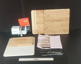 J A Henkels Steak Knives Set Plus, Cutting Boards, Knife Sharpener.