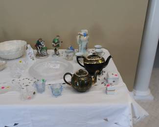 hall  tea  pots,  lalique large  round  dish  (  as  shown)