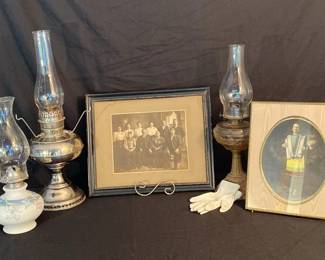 Vintage Oil Lamps Framed Photos