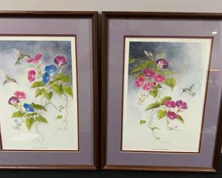 Mary K Lee Morning Glories  Hummingbirds I And II