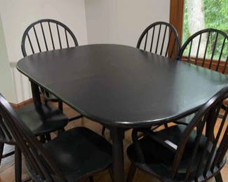 Athol Mission Style Black Wooden Table And Chairs 