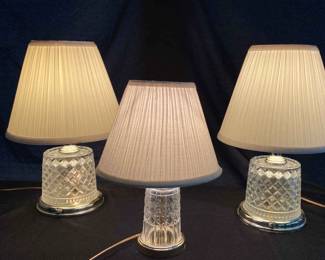 Lot Of Three Brass And Glass Lamps