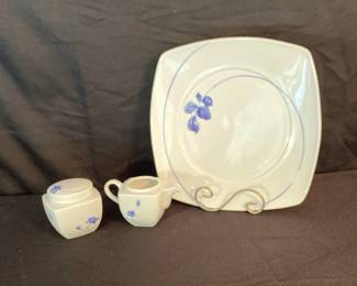 Studio Nova Blue Tang Porcelain Serving Plate And Sugar Creamer 