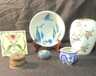 Japan Ceramic Vase, Chinese Cloisonne  More