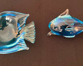 Blue Bird Ashtray ; Murano Dolphin 