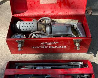 Vintage Milwaukee Electric Hammer w/ Metal Case (also have Milwaukee Heavy Duty Sawzall & Vintage Black & Decker Cut-Saw Kit)