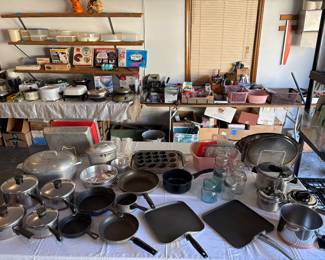 Revere Ware Copper Bottom Cookware Pots & Pans / Griswold Cast Iron Skillet 