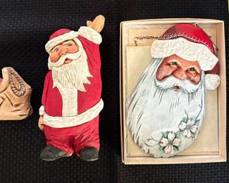 Tom Blount Hand Painted Wood / Wooden Santa / Santa’s / Christmas Decorations / Decor • Peter Engler Hand Painted Ornament 