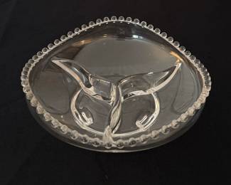 Imperial Glass Candlewick 3-Footed Divided Relish Dish 