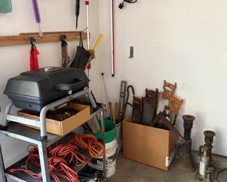Saws, Barely Used Grill, Extension Chords, Jacks 