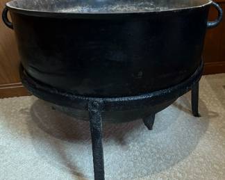 Cast Iron Handled Cauldron Planter w/ Stand {approximately 22” across by 18” tall}