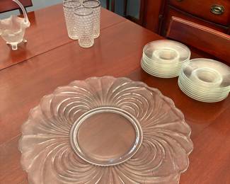 Large Huge 17” Art Deco CAMBRIDGE GLASS CAPRICE Clear Crystal Serving Dish Platter Tray