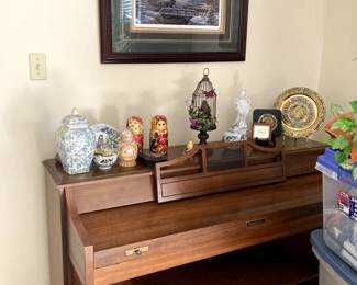 spinet piano with bench art