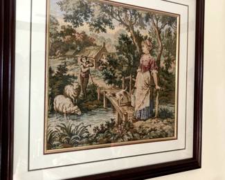 framed vintage tapestry