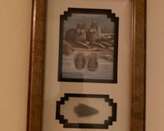 Native American Life Mates Framed Shadowbox Wolves