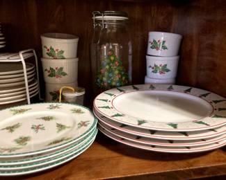 Lots of Christmas dishes and cups