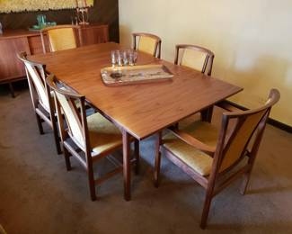 Vintage Danish modern Dux dining table w/ 6 chairs