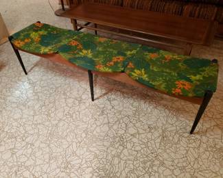 Vintage 3 seat danish modern style bench by Washington Wood Products, Inc, as-is, foam is crunchy and disintegrating