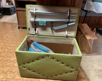 1950 Reveletion very vintage vacuum cleaner with all the attachments in wooden storage box