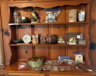 More collectible items on china cabinet(cabinet not for sale-built in cabinet)