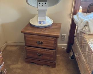 Night stand and vintage hair dryer