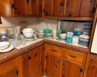 Storage containers, miscellaneous dishes some vintage