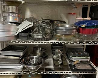 Shelf full of kitchenware