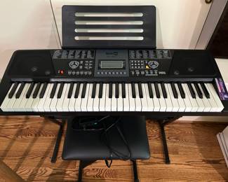 Rock Jam keyboard, stand and stool