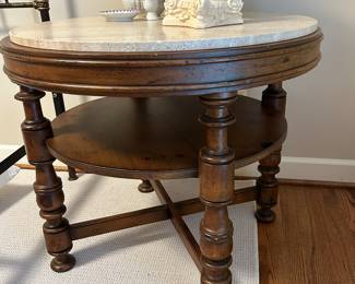 Round end table with stone top