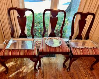 7 dining chairs. 5 side chairs and 2 armchairs