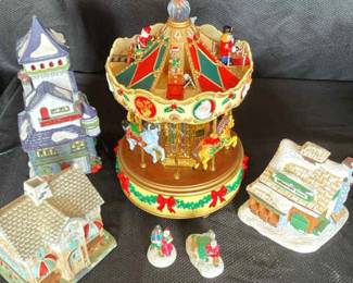 Merrygoround Musicbox and ceramic houses