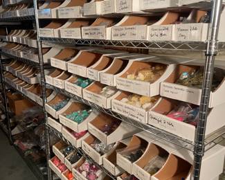 Rack and Boxes of Craft Supplies