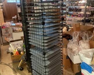 Wire Vinyl and Paper Rack on Wheels