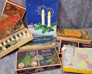 Antique and Mid Century Christmas Lights for Bulbs, Boxes