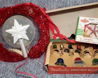 Vintage Tree Top Star, WinknBlink Bulbs, Bell Ornaments