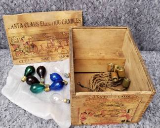 Antique Christmas Lights with Wooden Box
