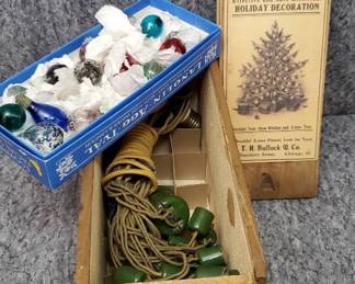 Antique T.H. Bullock Christmas Lights with Original Wooden Box
