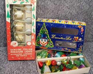 Vintage Novelty Christmas Lights Italian, and Satin Bells