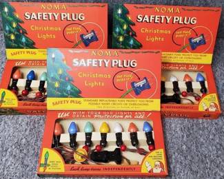 3 Vintage Noma Safety Plug Christmas Light Sets in Original Boxes