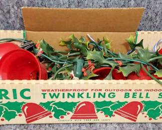 Vintage Electric Twinkling Bell Christmas Garland Light