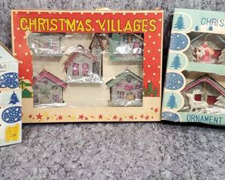 Vintage Shiny Brite Miniature Nativity and Ornaments