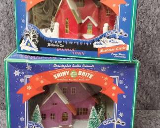 Shiny Brite Christopher Radco Lightable Cardboard Houses