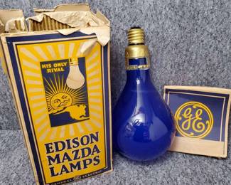 Vintage Giant Edison Style GE Blue Lamp Bulb