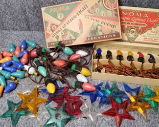 Vintage Noma C9 Christmas Lights and Bulbs, Reflectors
