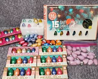 SatinGlo, Pastel. Lavender and Swirl Holiday Bulbs, Christmas Lights