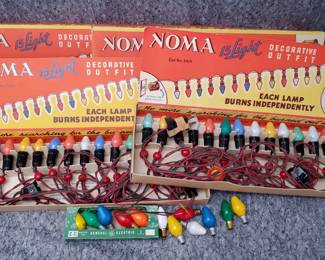 Vintage Noma Christmas Lights in Original Boxes and Extra Bulbs